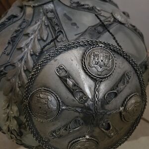 Ornate Silver Decorative Decanter; Stands Over 18 In